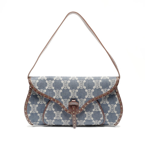 CELINE Macadam Denim Hobo Shoulder Bag Navy WS24639