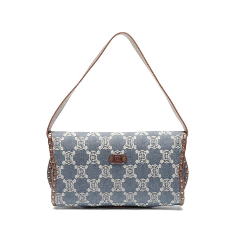 CELINE Macadam Denim Hobo Shoulder Bag Navy WS24639