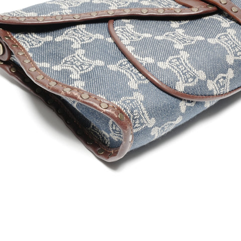 CELINE Macadam Denim Hobo Shoulder Bag Navy WS24639