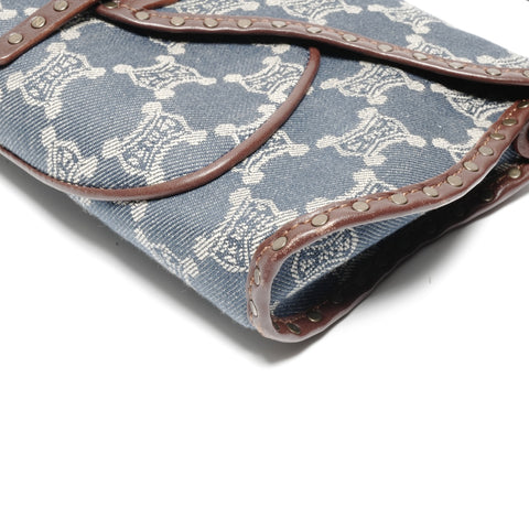 CELINE Macadam Denim Hobo Shoulder Bag Navy WS24639