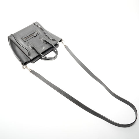 CELINE Luggage Nano Leather Handbag black WS24645