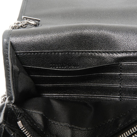 GUCCI Leather Blondie Chain Shoulder Bag Navy WS24649