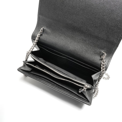 GUCCI Leather Blondie Chain Shoulder Bag Navy WS24649