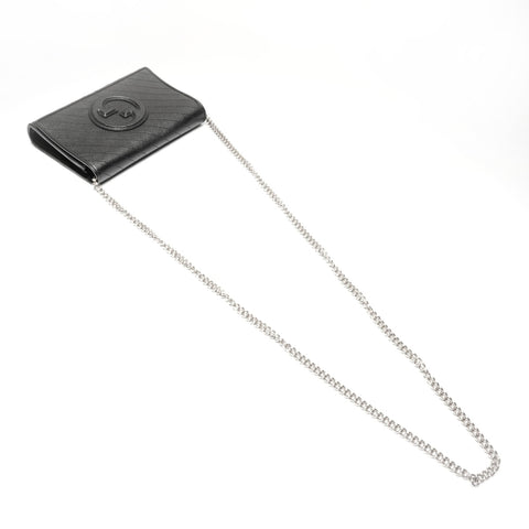 GUCCI Leather Blondie Chain Shoulder Bag Navy WS24649