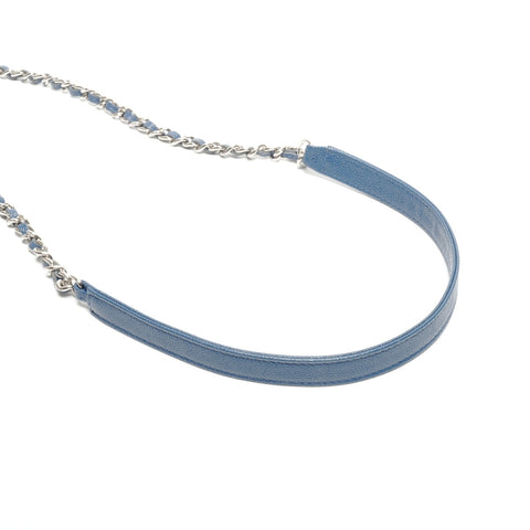 CHANEL Caviar Skin Matelasse Square Chain Silver Metal 24 Series 2016-2017 Shoulder Bag blue WS24652