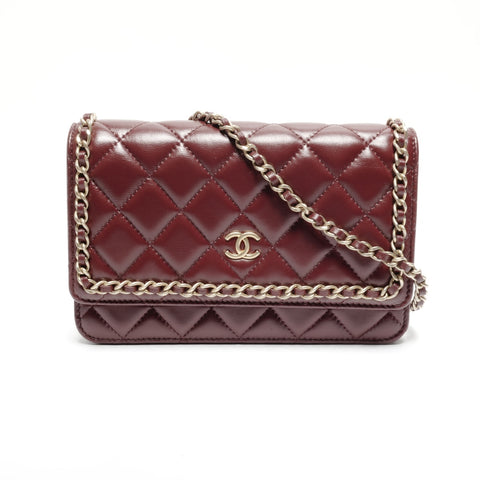 CHANEL Matelasse Chain Wallet in Red Lambskin, No. 30, 2020-2021 Shoulder Bag Red WS24653