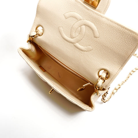 CHANEL Mini Matelasse 9 Series 2004-2005 Chain Square Shoulder Bag beige WS24654