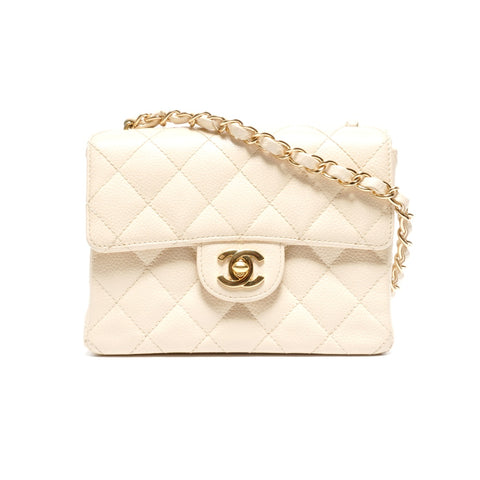 CHANEL Mini Matelasse 9 Series 2004-2005 Chain Square Shoulder Bag beige WS24654