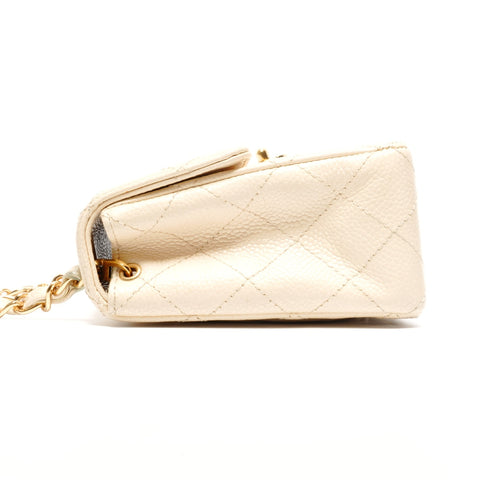 CHANEL Mini Matelasse 9 Series 2004-2005 Chain Square Shoulder Bag beige WS24654