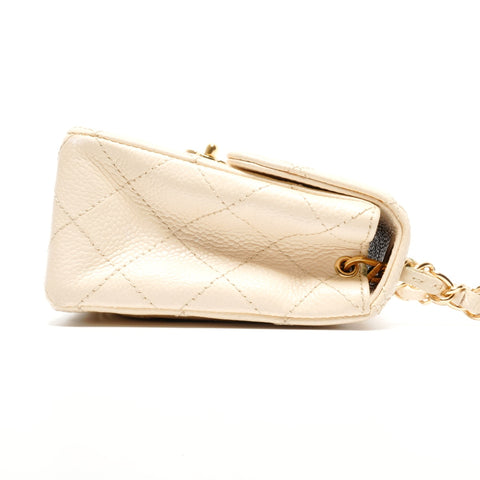 CHANEL Mini Matelasse 9 Series 2004-2005 Chain Square Shoulder Bag beige WS24654
