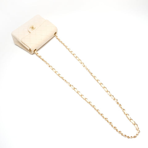 CHANEL Mini Matelasse 9 Series 2004-2005 Chain Square Shoulder Bag beige WS24654