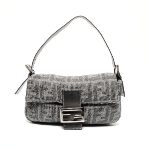 FENDI Wool Zucca Mamma Bucket Shoulder Bag gray WS24658