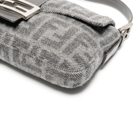 FENDI Wool Zucca Mamma Bucket Shoulder Bag gray WS24658