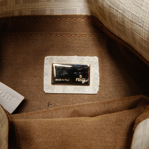 FENDI Zucchino Mamma Bucket PVC Chain one belt Shoulder Bag white WS24659