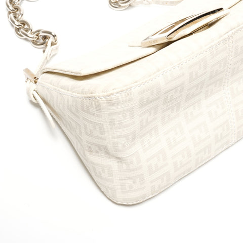 FENDI Zucchino Mamma Bucket PVC Chain one belt Shoulder Bag white WS24659