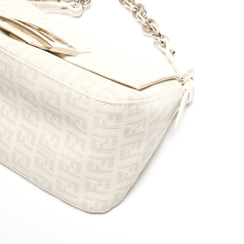 FENDI Zucchino Mamma Bucket PVC Chain one belt Shoulder Bag white WS24659