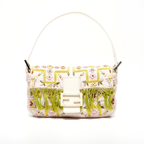 FENDI Mamma Baguette Beaded Embroidery Shoulder Bag multicolor WS24661