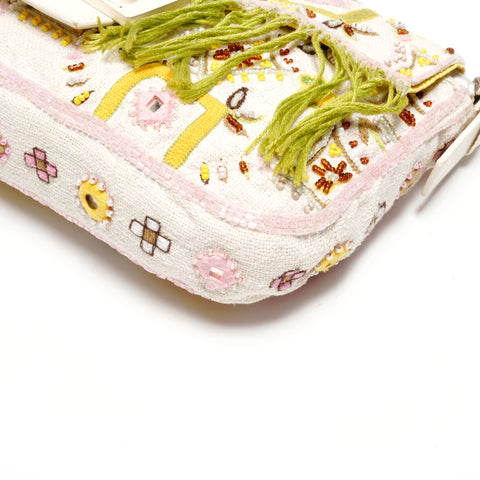 FENDI Mamma Baguette Beaded Embroidery Shoulder Bag multicolor WS24661