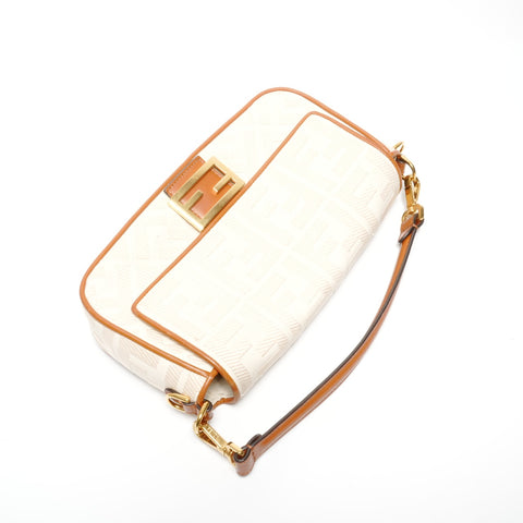 FENDI Canvas Mamma Bucket Embroidered Zucca Canvas Shoulder Bag beige WS24662