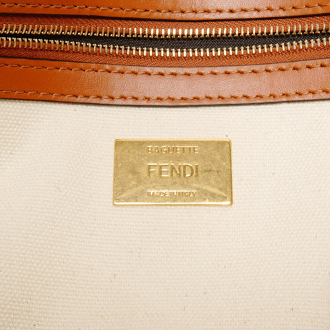 FENDI Canvas Mamma Bucket bestickte Zucca Canvas Umhängetasche beige WS24662