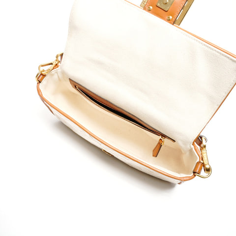 FENDI Canvas Mamma Bucket bestickte Zucca Canvas Umhängetasche beige WS24662