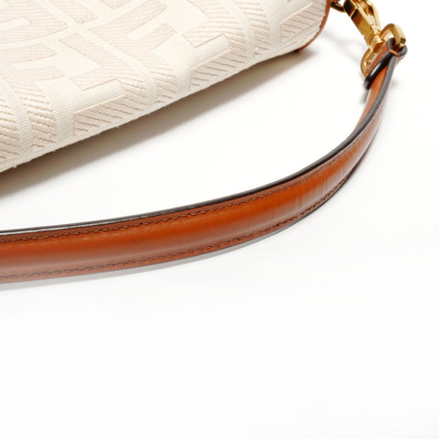 FENDI Canvas Mamma Bucket Embroidered Zucca Canvas Shoulder Bag beige WS24662
