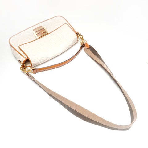 FENDI Canvas Mamma Bucket Embroidered Zucca Canvas Shoulder Bag beige WS24662