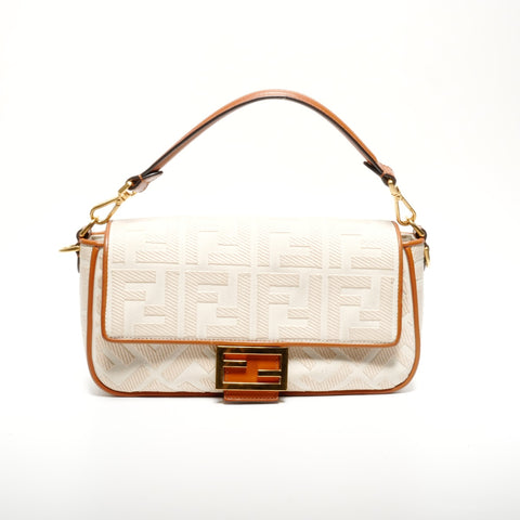 FENDI Canvas Mamma Bucket Embroidered Zucca Canvas Shoulder Bag beige WS24662