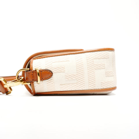 FENDI Canvas Mamma Bucket Embroidered Zucca Canvas Shoulder Bag beige WS24662