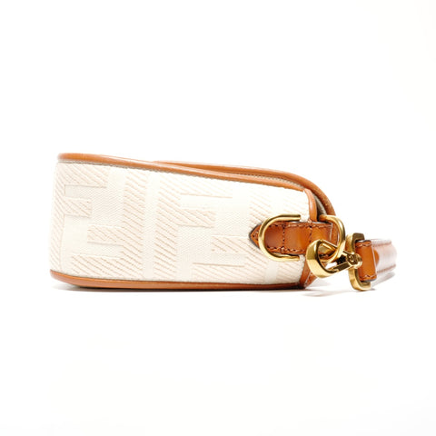 FENDI Canvas Mamma Bucket bestickte Zucca Canvas Umhängetasche beige WS24662