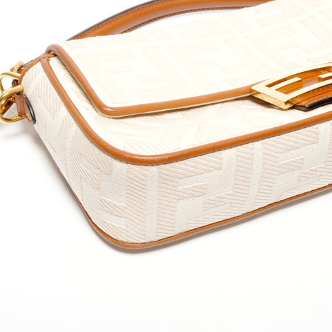 FENDI Canvas Mamma Bucket bestickte Zucca Canvas Umhängetasche beige WS24662