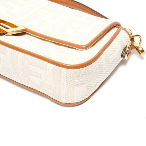 FENDI Canvas Mamma Bucket Embroidered Zucca Canvas Shoulder Bag beige WS24662