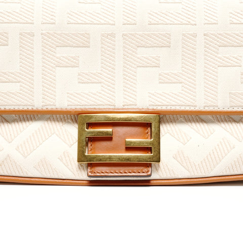 FENDI Canvas Mamma Bucket Embroidered Zucca Canvas Shoulder Bag beige WS24662