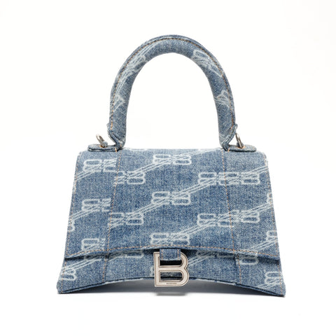 BALENCIAGA Denim Hourglass 2way Handbag Navy WS24663