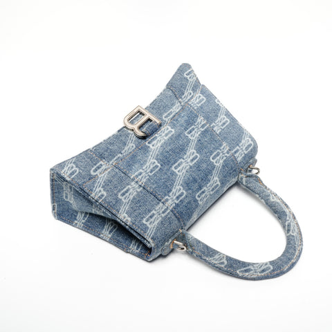 BALENCIAGA Denim Hourglass 2way Handbag Navy WS24663