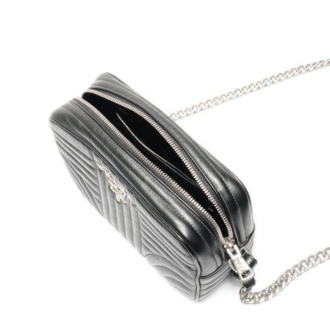 PRADA Diagram Camera Bag Leather Chain Shoulder Bag black WS24664