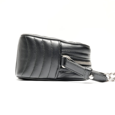 PRADA Diagram Camera Bag Leather Chain Shoulder Bag black WS24664