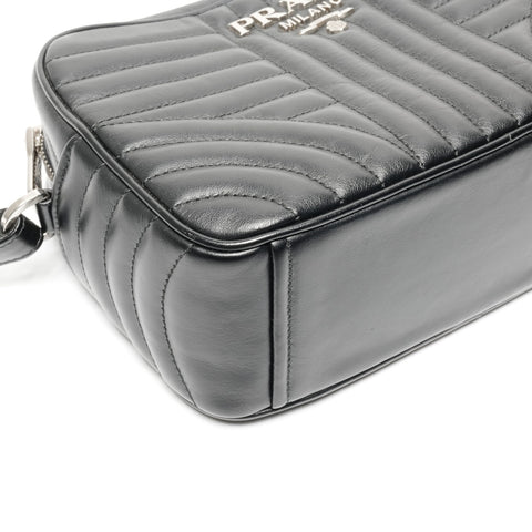 PRADA Diagram Camera Bag Leather Chain Shoulder Bag black WS24664