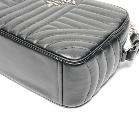 PRADA Diagram Camera Bag Leather Chain Shoulder Bag black WS24664