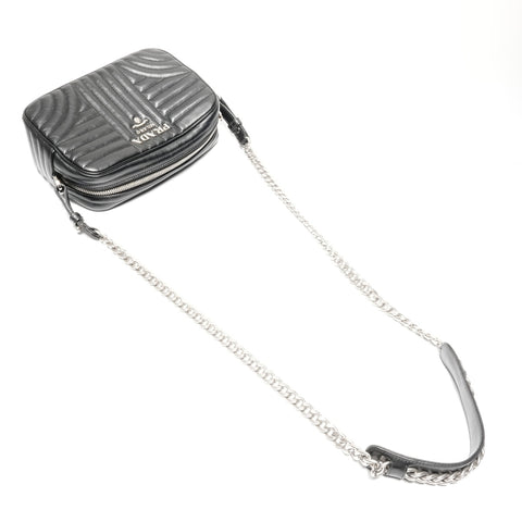 PRADA Diagram Camera Bag Leather Chain Shoulder Bag black WS24664