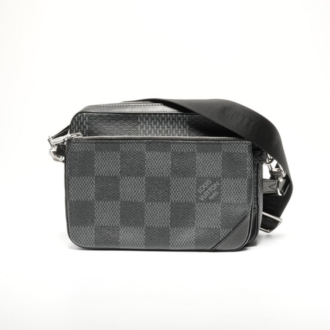 LOUIS VUITTON 2020 Damier Graphite Trio Messenger Shoulder Bag black WS24669