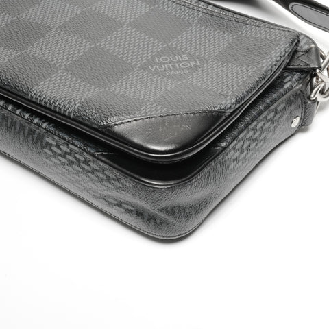 LOUIS VUITTON 2020 Damier Graphite Trio Messenger Shoulder Bag black WS24669