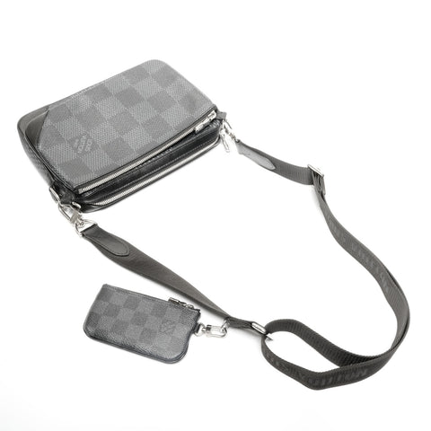 LOUIS VUITTON 2020 Damier Graphite Trio Messenger Shoulder Bag black WS24669
