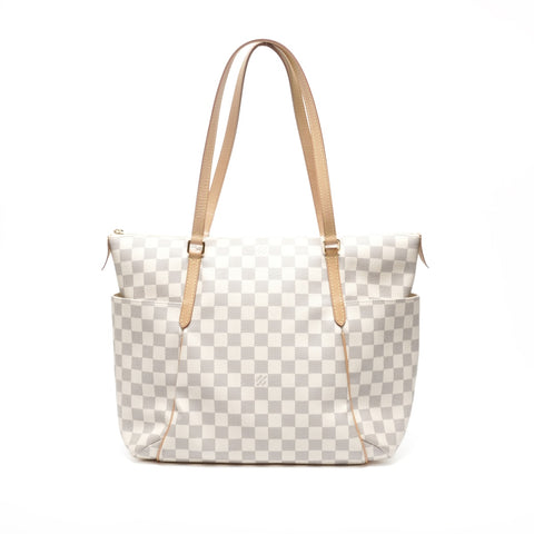LOUIS VUITTON 2016 Damier Azur Totally MM Tote Bag white WS24676
