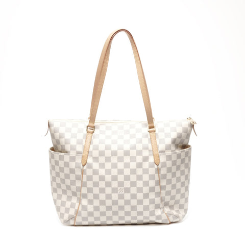 LOUIS VUITTON 2016 Damier Azur Totally MM Tote Bag white WS24676
