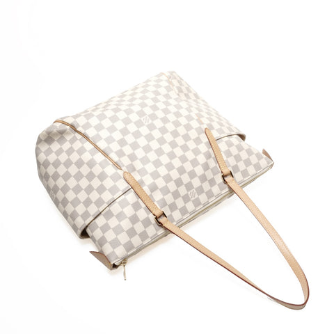 LOUIS VUITTON 2016 Damier Azur Totally MM Tote Bag white WS24676