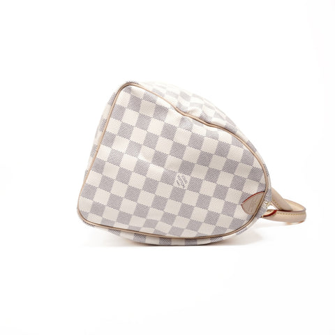 LOUIS VUITTON Damier Azur Speedy 30 Handbag white WS24682