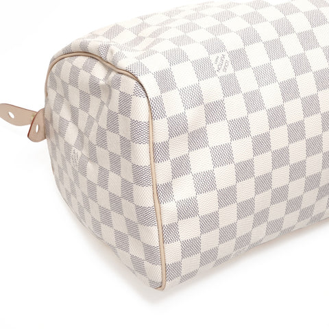 LOUIS VUITTON Damier Azur Speedy 30 Handbag white WS24682