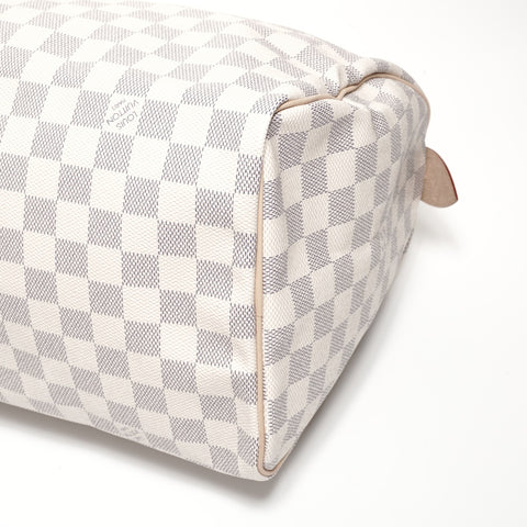 LOUIS VUITTON Damier Azur Speedy 30 Handbag white WS24682