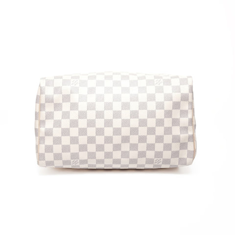 LOUIS VUITTON Damier Azur Speedy 30 Handbag white WS24682